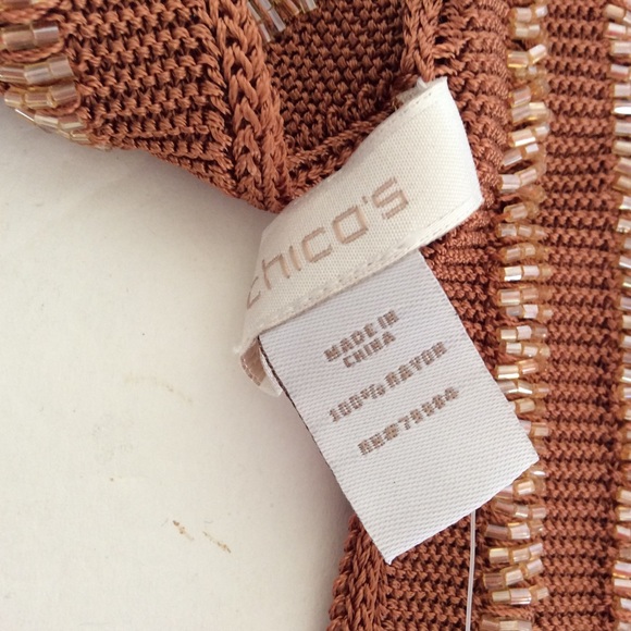 CHICOS COPPER SPARKLE KNIT BEADED SKINNY SCARF NWT - Picture 3 of 7